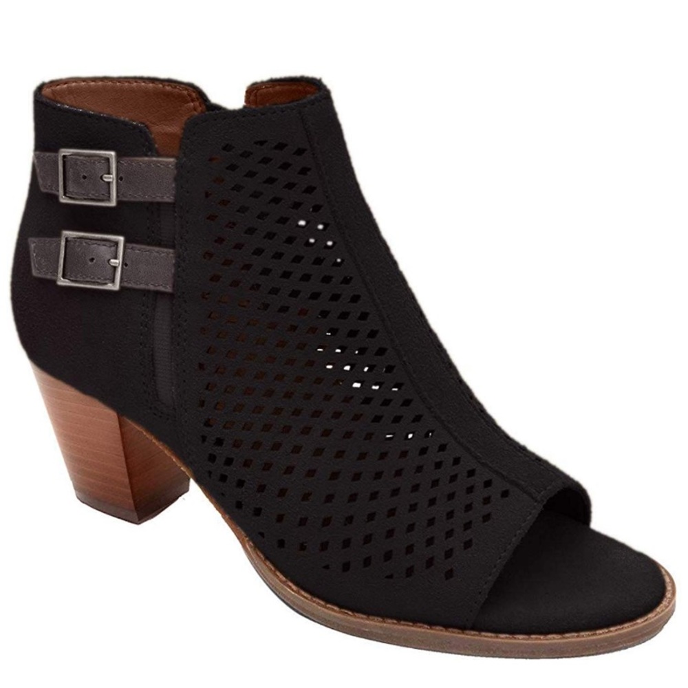 Vionic Chryssa peep toe suede booties size 8